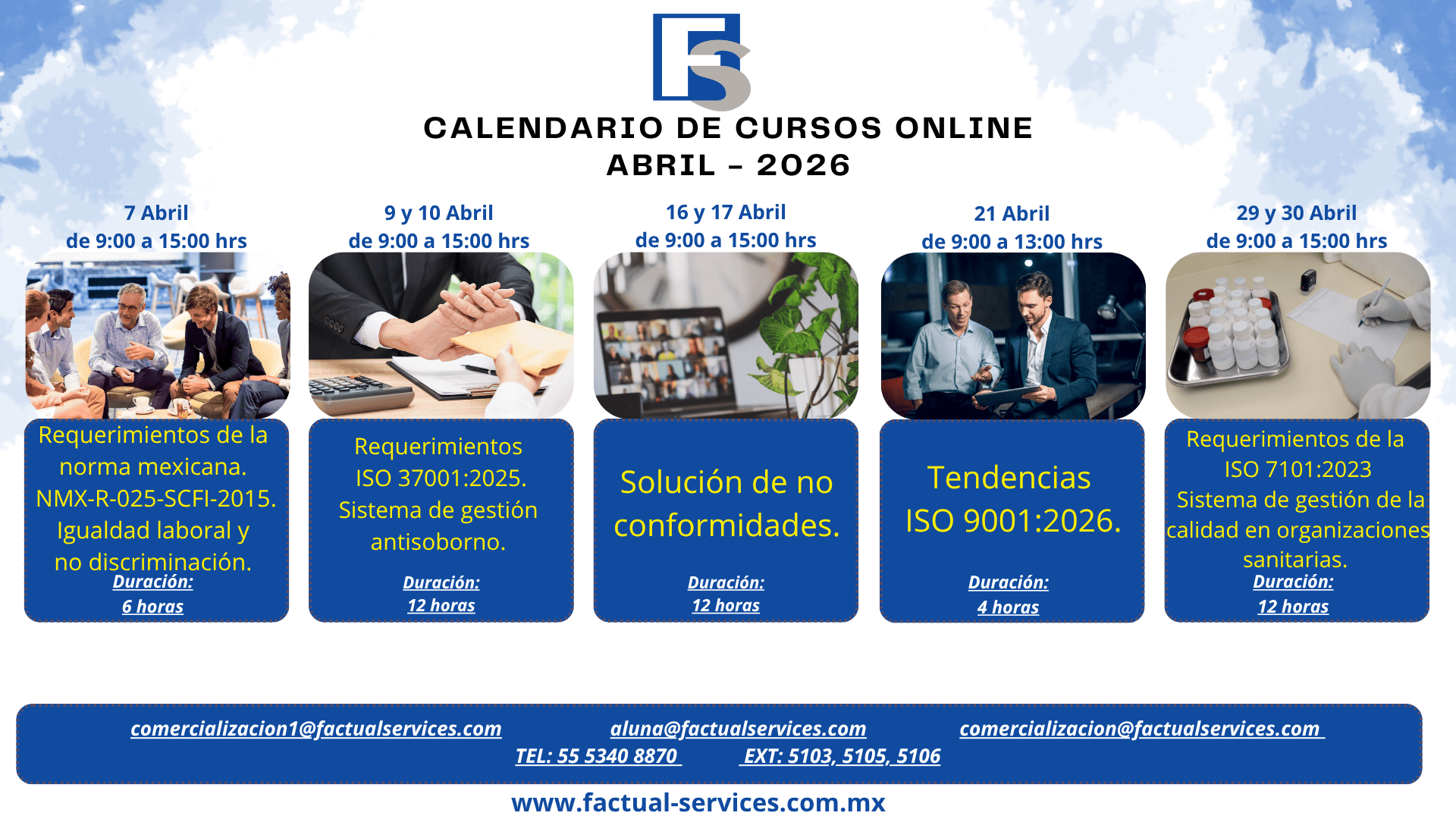 Calendario de Capacitación Online - Abril 2026